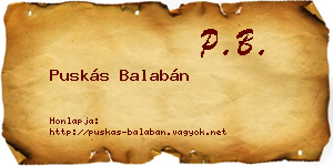 Puskás Balabán névjegykártya